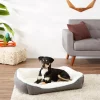Frisco Sherpa Rectangular Bolster Dog Bed, Gray -Dog Cat Corner 129483 MAIN. SY630 V1566334977