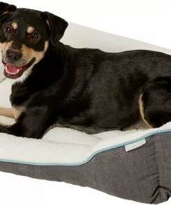 Frisco Sherpa Rectangular Bolster Dog Bed, Gray -Dog Cat Corner 129483 PT4. SY630 V1578442390