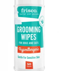 Frisco Hypoallergenic Waterless Grooming Wipes with Aloe for Dogs & Cats, Unscented, 50 count