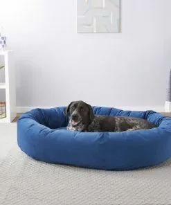 Frisco Velvet Round Bolster Dog Bed w/Removable Cover
