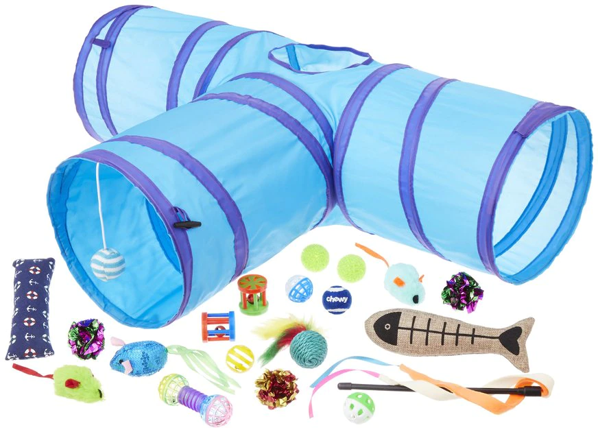 Frisco Plush, Teaser, Ball & Tri-Tunnel Variety Pack Cat Toy with Catnip, 20 count 3 Frisco Plush, Teaser, Ball & Tri-Tunnel Variety Pack Cat Toy with Catnip, 20 count