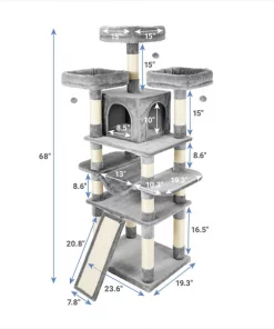 Frisco 68-in Faux Fur Cat Tree & Condo -Dog Cat Corner 180383 PT1. SY630 V1584452151