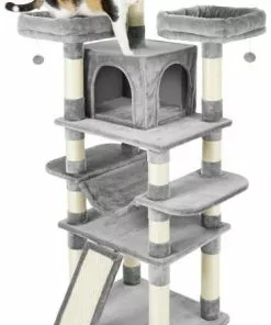 Frisco 68-in Faux Fur Cat Tree & Condo -Dog Cat Corner 180383 PT5. SY630 V1584453421