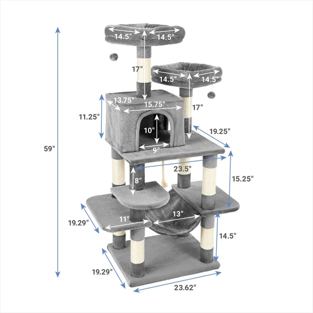 Frisco 59-in Faux Fur Cat Tree & Condo 4 Frisco 59-in Faux Fur Cat Tree & Condo - Image 2