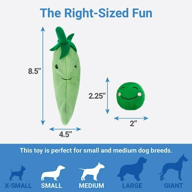 Frisco Plush Squeaking 2-in-1 Tearable Peapod & Peas Dog Toy 4 Frisco Plush Squeaking 2-in-1 Tearable Peapod & Peas Dog Toy - Image 2