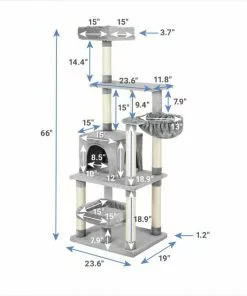 Frisco 66-in Cat Tree with Bed, Condo, Lounge Basket & Top Perch -Dog Cat Corner 214380 PT1. SY630 V1603932126