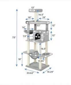Frisco 73-in Cat Tree with Hammock, Condo, Lounge Basket, Top Perch & Bed -Dog Cat Corner 214383 PT1. SY630 V1603957647