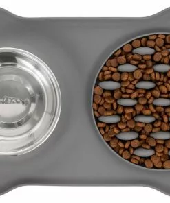 Frisco Silicone Slow Feeder Mat with Stainless Steel Bowl, 1.75 Cups -Dog Cat Corner 215983 PT4. SY630 V1591020085