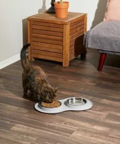 Frisco Double Stainless Steel Dog & Cat Bowl with Silicone Mat, Light Gray, 1.75 Cups -Dog Cat Corner 215986 PT6. SY630 V1605657710