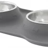 Frisco Double Stainless Steel Pet Bowl with Silicone Mat