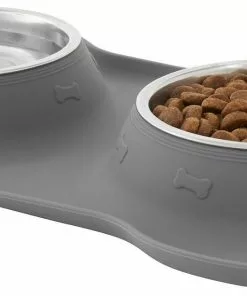 Frisco Double Stainless Steel Pet Bowl with Silicone Mat -Dog Cat Corner 215988 PT2. SY630 V1591020071
