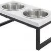 Frisco Marble Print Stainless Steel Double Elevated Dog Bowl 1 Frisco Marble Print Stainless Steel Double Elevated Dog Bowl -Dog Cat Corner 216017 MAIN. SY630 V1591020394