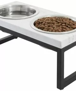 Frisco Marble Print Stainless Steel Double Elevated Dog Bowl -Dog Cat Corner 216017 PT2. SY630 V1591020395