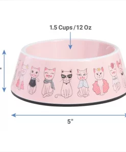 Frisco Pink Cute Cats Melamine Cat Bowl, 1.5 Cup -Dog Cat Corner 216043 PT1. SY630 V1600374714