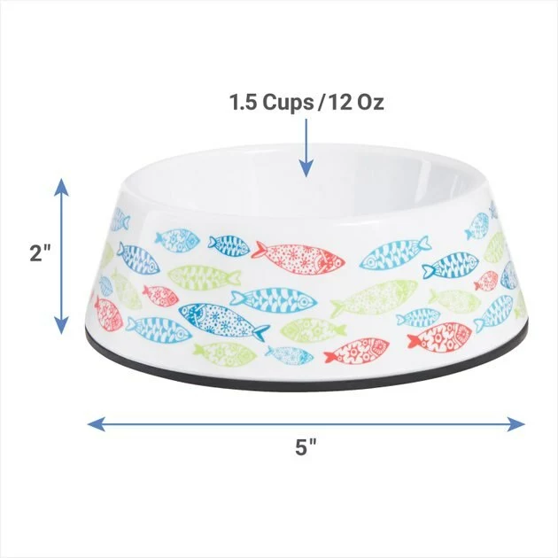 Frisco Colorful Fish Melamine Cat Bowl, 1.5 Cups 4 Frisco Colorful Fish Melamine Cat Bowl, 1.5 Cups - Image 2
