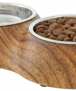 Frisco Double Stainless Steel Bowl, Wood Design, 0.75 Cup 11 Frisco Double Stainless Steel Bowl, Wood Design, 0.75 Cup -Dog Cat Corner 216068 PT2. SY630 V1591021015