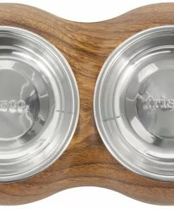 Frisco Double Stainless Steel Bowl, Wood Design, 0.75 Cup 12 Frisco Double Stainless Steel Bowl, Wood Design, 0.75 Cup -Dog Cat Corner 216068 PT3. SY630 V1591021035