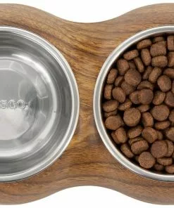 Frisco Double Stainless Steel Bowl, Wood Design, 0.75 Cup 13 Frisco Double Stainless Steel Bowl, Wood Design, 0.75 Cup -Dog Cat Corner 216068 PT4. SY630 V1591021017