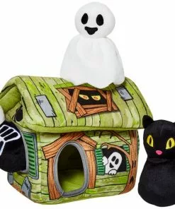 Frisco Halloween Haunted Shack Hide and Seek Puzzle Plush Squeaky Dog Toy