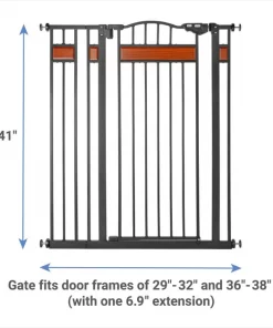 Frisco Wood Accents Extra Tall Auto-close Dog Gate, 41-in -Dog Cat Corner 221968 PT1. SY630 V1599256962