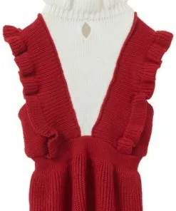 Frisco V Ruffle Dog & Cat Sweater Dress -Dog Cat Corner 223735 PT3. SY630 V1599569798
