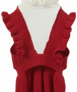 Frisco V Ruffle Dog & Cat Sweater Dress -Dog Cat Corner 223735 PT4. SY630 V1599569801