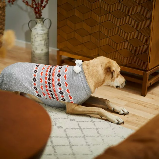 Frisco Fall Hearts with Pom Pom Dog & Cat Sweater 8 Frisco Fall Hearts with Pom Pom Dog & Cat Sweater - Image 6