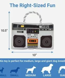Frisco Retro Boombox Plush with Rope Squeaky Dog Toy -Dog Cat Corner 230288 PT1. SY630 V1599945381