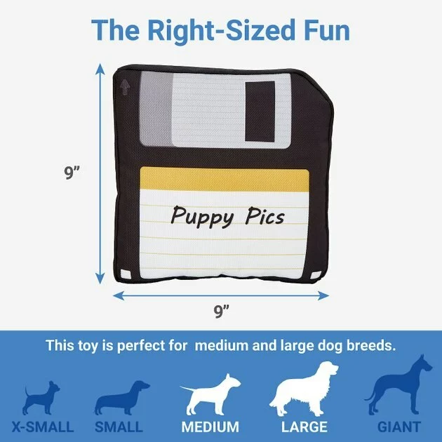 Frisco Retro Floppy Disc Ballistic Nylon Plush Squeaky Dog Toy 4 Frisco Retro Floppy Disc Ballistic Nylon Plush Squeaky Dog Toy - Image 2