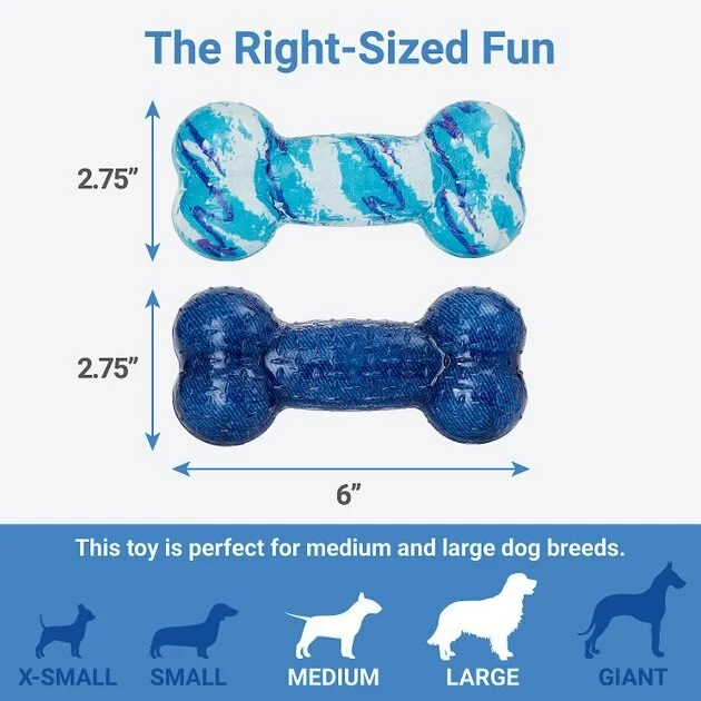 Frisco Retro Denim & Swirl Bone TPR Squeaky Dog Toy 4 Frisco Retro Denim & Swirl Bone TPR Squeaky Dog Toy - Image 2