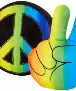 Frisco Retro Peace Sign Plush Squeaky Dog Toy