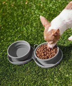 Frisco Travel Collapsible Silicone Dog & Cat Bowl, Gray -Dog Cat Corner 232062 PT8. SY630 V1605754928
