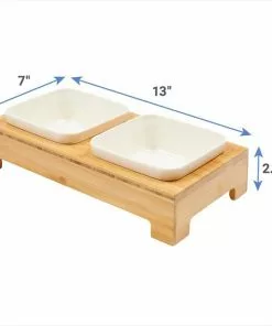 Frisco Square Melamine Dog & Cat Bowl Set with Bamboo Stand -Dog Cat Corner 232076 PT6. SY630 V1605753410