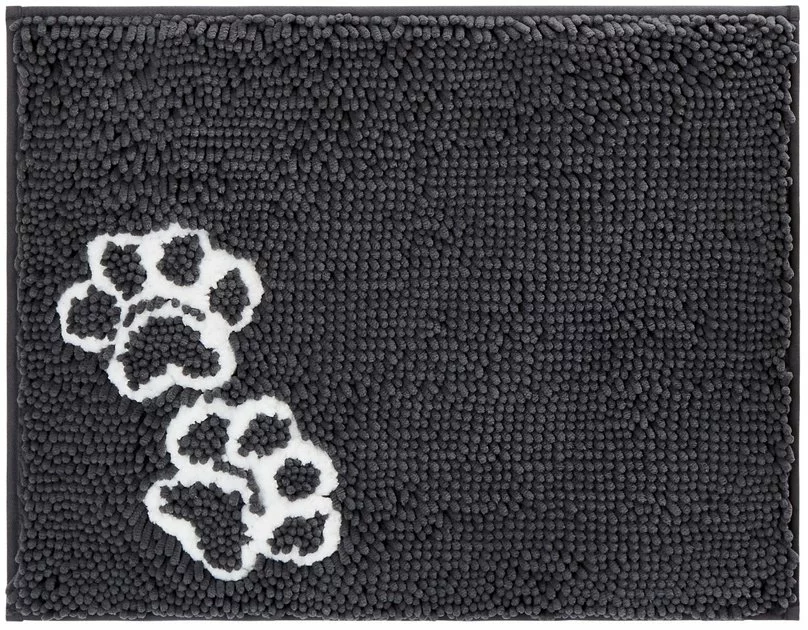Frisco Microfiber Chenille Paw Print Dog & Cat Mat, Dark Gray 3 Frisco Microfiber Chenille Paw Print Dog & Cat Mat, Dark Gray