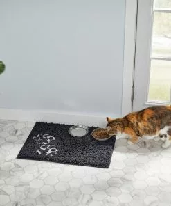 Frisco Microfiber Chenille Paw Print Dog & Cat Mat, Dark Gray 10 Frisco Microfiber Chenille Paw Print Dog & Cat Mat, Dark Gray -Dog Cat Corner 235893 PT4. SY630 V1606833755