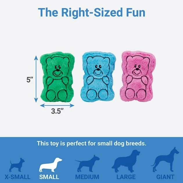 Frisco Zoomies & Chill Gummy Bear Plush Squeaky Dog Toy, 3 count 4 Frisco Zoomies & Chill Gummy Bear Plush Squeaky Dog Toy, 3 count - Image 2