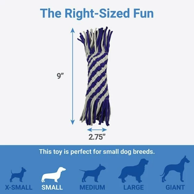 Frisco Flat Rope Squeaky Dog Toy, Purple & Gray 4 Frisco Flat Rope Squeaky Dog Toy, Purple & Gray - Image 2