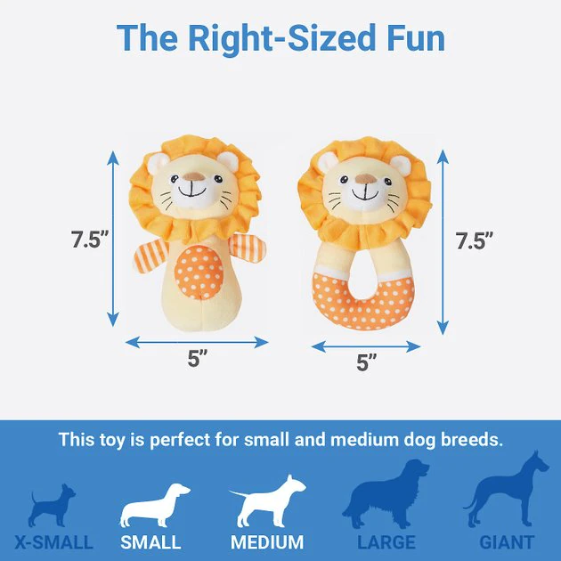 Frisco Lion Plush Multipack Puppy Toy, 2 count 4 Frisco Lion Plush Multipack Puppy Toy, 2 count - Image 2