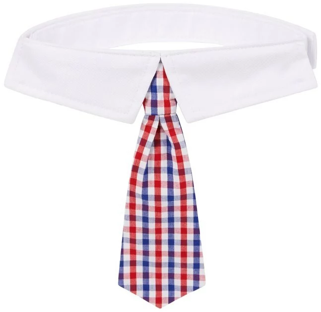 Frisco Plaid Dog & Cat Neck Tie, Red & Blue 5 Frisco Plaid Dog & Cat Neck Tie, Red & Blue - Image 3