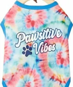 Frisco Pawsitive Vibes Tiedye Print Dog & Cat T-Shirt -Dog Cat Corner 248782 PT3. SY630 V1644960084
