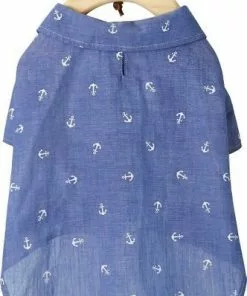 Frisco Anchor Print Chambray Dog & Cat Button Up Shirt -Dog Cat Corner 249104 PT3. SY630 V1624605471