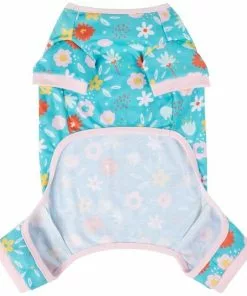Frisco Teal Floral Dog & Cat Jersey PJs -Dog Cat Corner 249132 PT4. SY630 V1637657245
