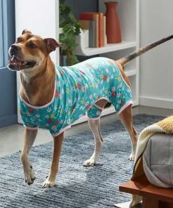 Frisco Teal Floral Dog & Cat Jersey PJs -Dog Cat Corner 249132 PT5. SY630 V1637725019