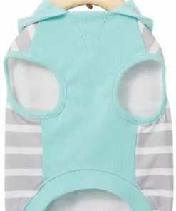 Frisco Striped Colorblock Dog & Cat Hoodie, Teal -Dog Cat Corner 249146 PT4. SY630 V1614374514