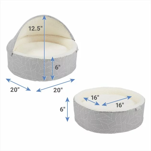 Frisco Hooded Zipper Cat & Dog Covered Bed, Gray Basket Weave 4 Frisco Hooded Zipper Cat & Dog Covered Bed, Gray Basket Weave - Image 2