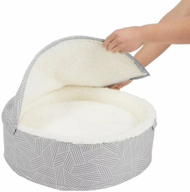 Frisco Hooded Zipper Cat & Dog Covered Bed, Gray Basket Weave 8 Frisco Hooded Zipper Cat & Dog Covered Bed, Gray Basket Weave - Image 6