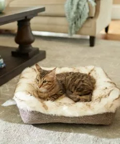Frisco Fur Cuffed Rectangle Cuddler Cat & Dog Bolster Bed
