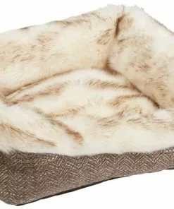 Frisco Fur Cuffed Rectangle Cuddler Cat & Dog Bolster Bed -Dog Cat Corner 251910 PT2. SY630 V1615524539
