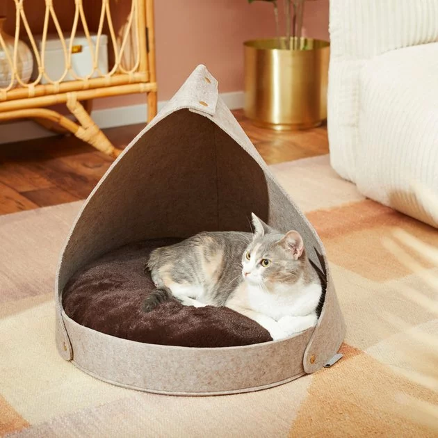 Frisco Felt Removable Hood Cave Cat & Dog Covered Bed 3 Frisco Felt Removable Hood Cave Cat & Dog Covered Bed
