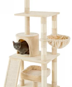 Frisco 62-in Faux Fur Cat Tree & Condo -Dog Cat Corner 252566 PT2. SY630 V1617138437